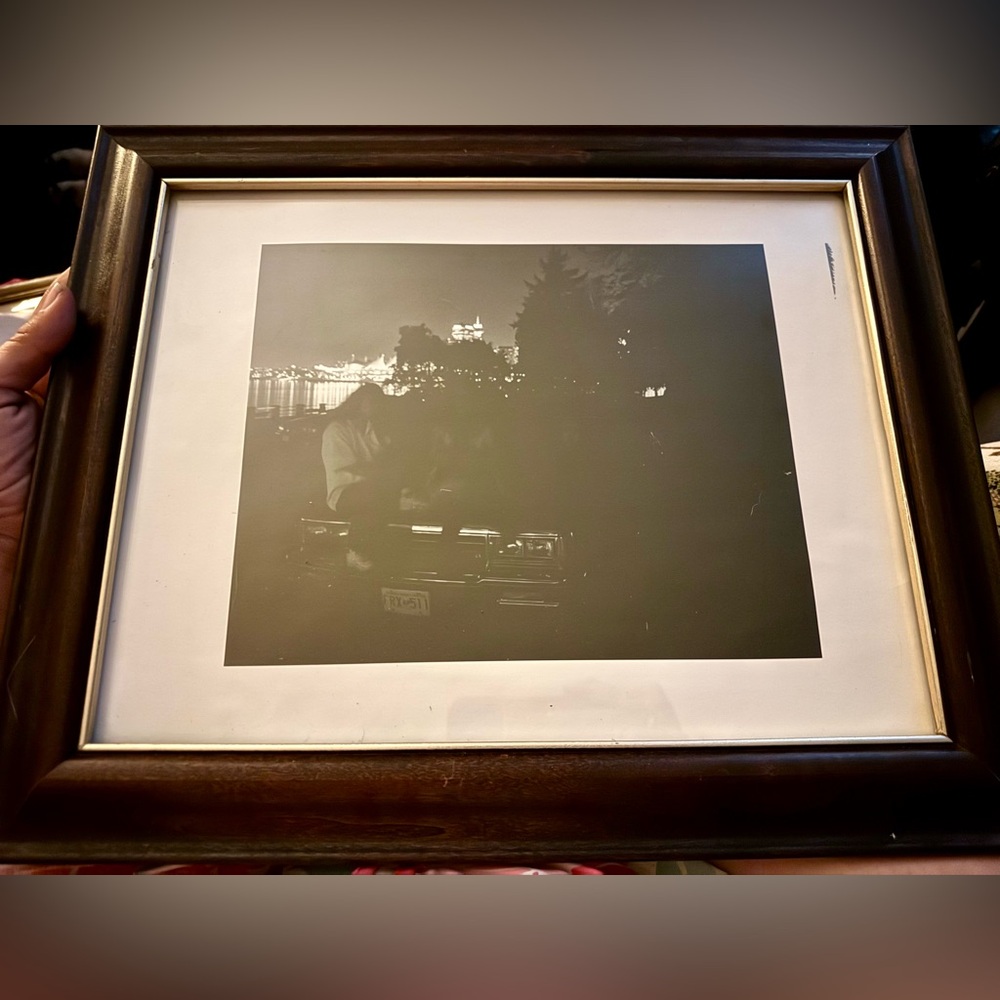 Signed, 90s Original Framed Black and White Urban Nightscape Photography Print